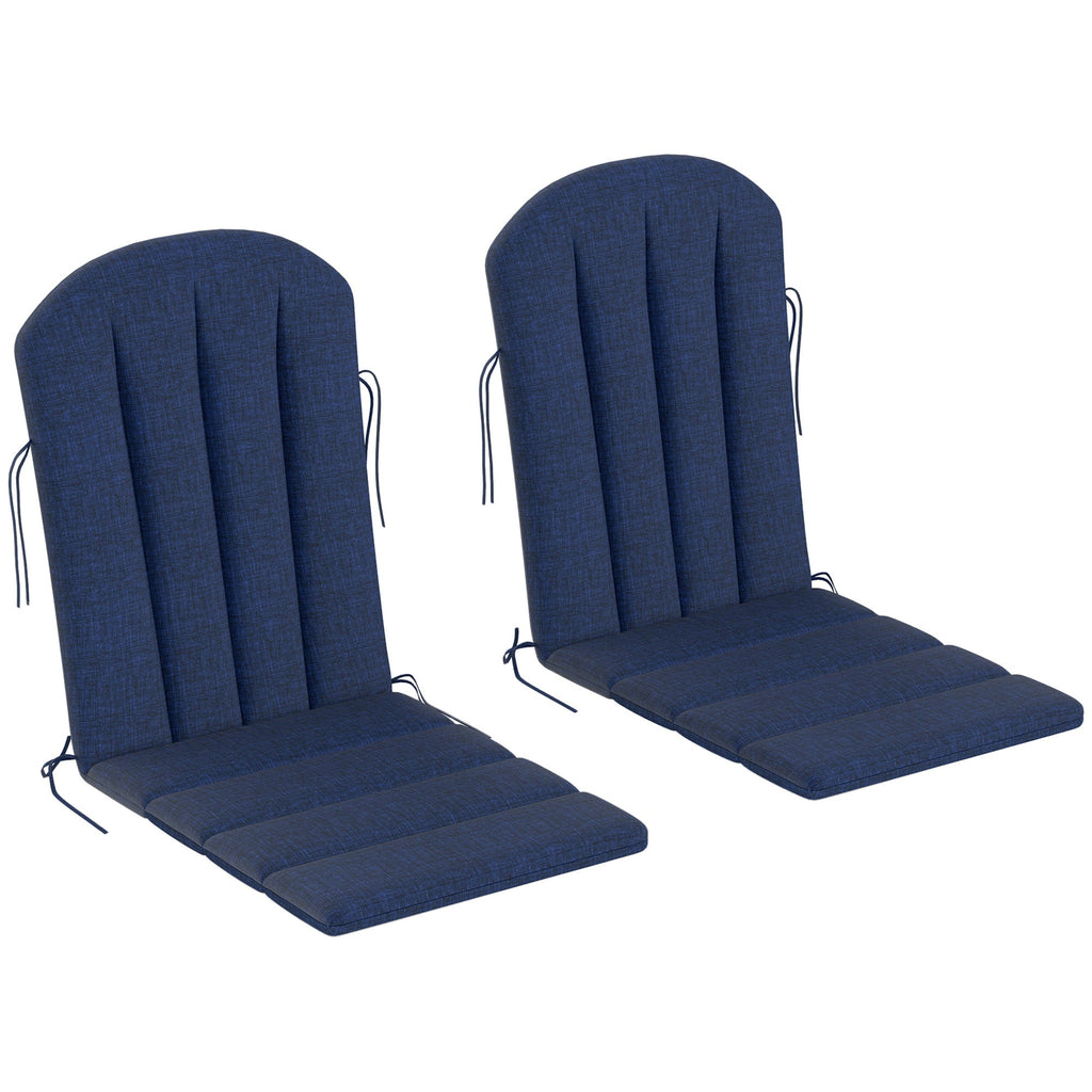 Set of 2 Patio Chair Cushions, High Back Adirondack Chair Cushion with Ties, Navy Blue