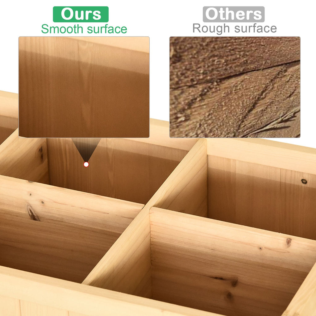 Wooden Raised Bed with Storage Shelf & 8 Pockets, 43" x 18" x 30", Natural