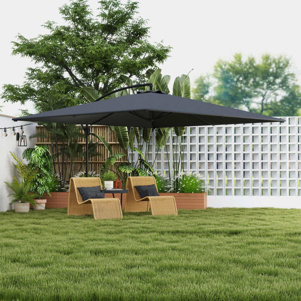111" x 150.4" Cantilever Umbrella with 360° Rotation and Tilt, Grey