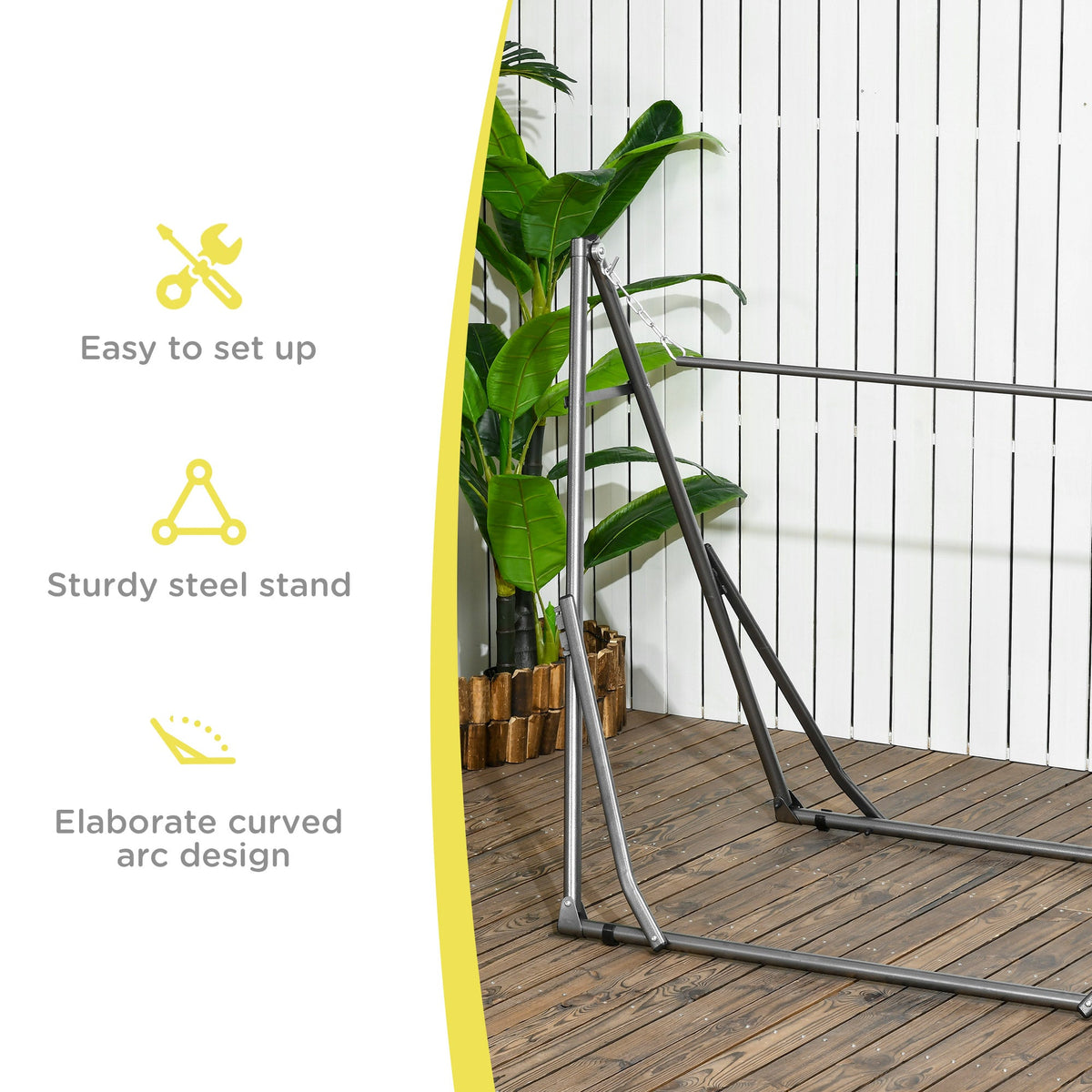 2-in-1 Portable Hammock Net Stand, Adustable Steel Frame Hammock Standand for Yard, Black