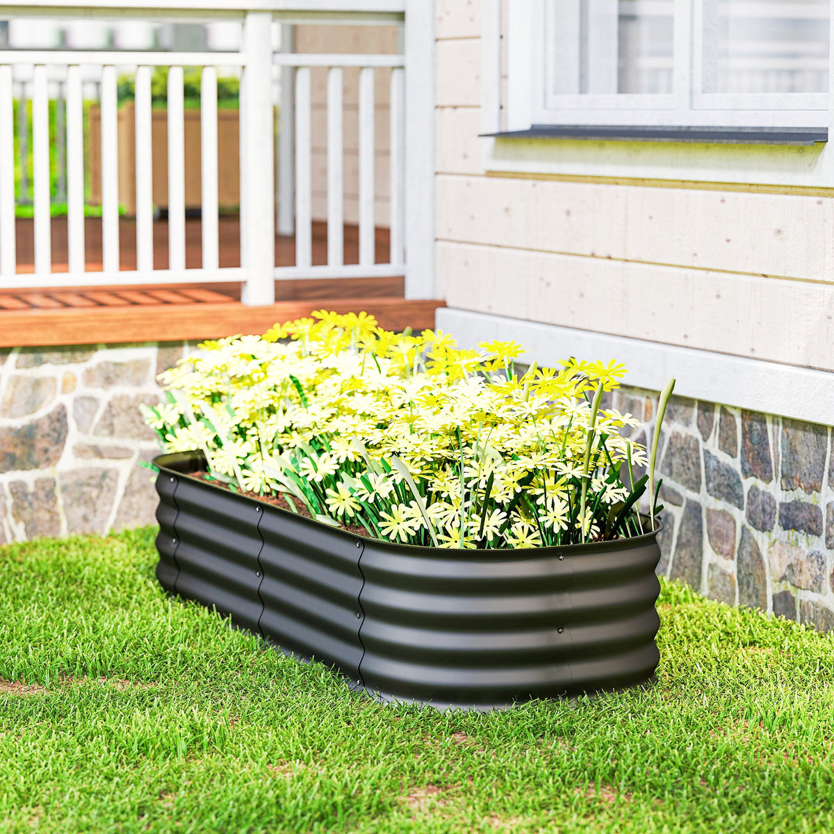 5' x 2' x 1' Galvanized Raised Garden Bed Kit, Dark Gray