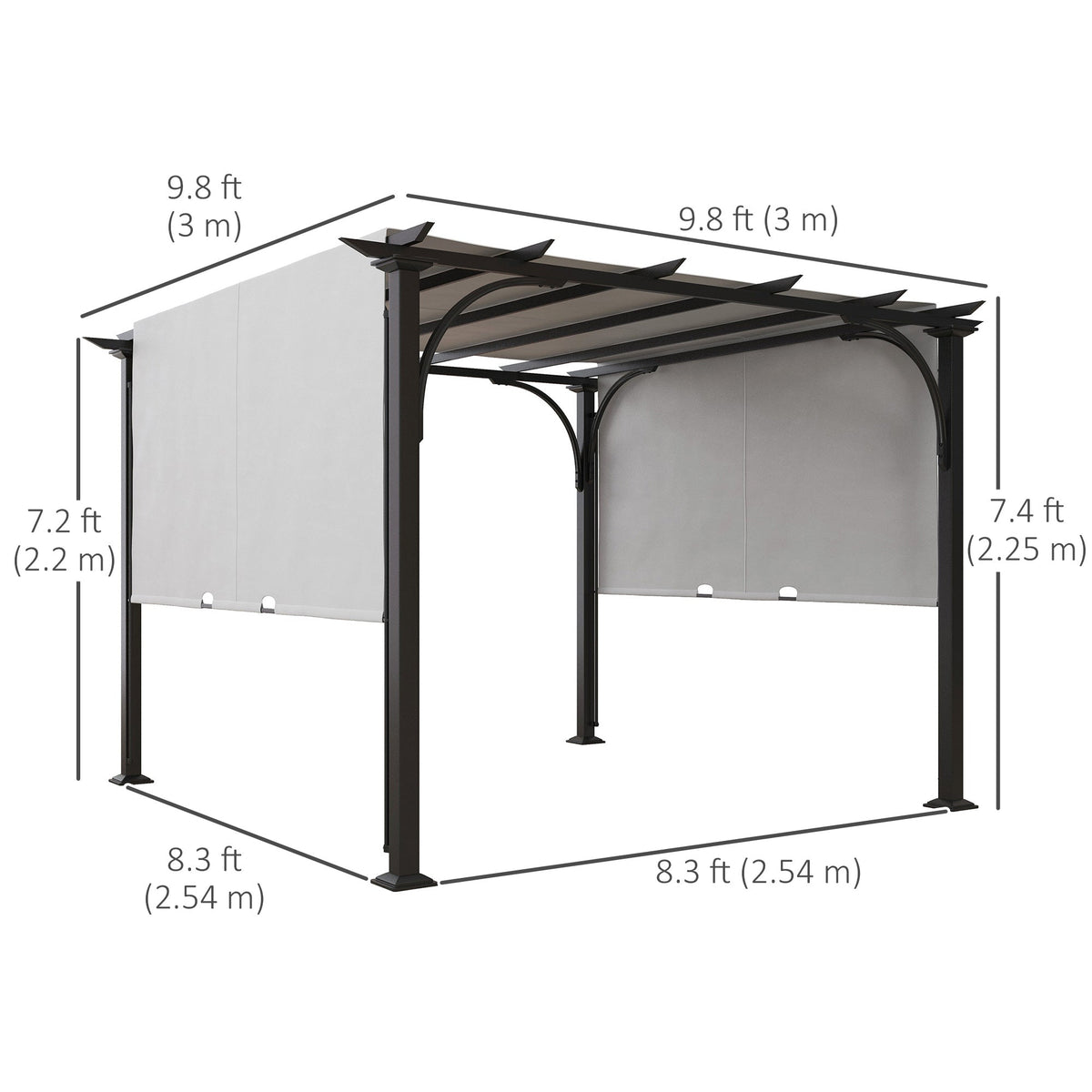 10' x 10' Outdoor Pergola Patio Gazebo Canopy Sun Shelter with Steel Frame, White