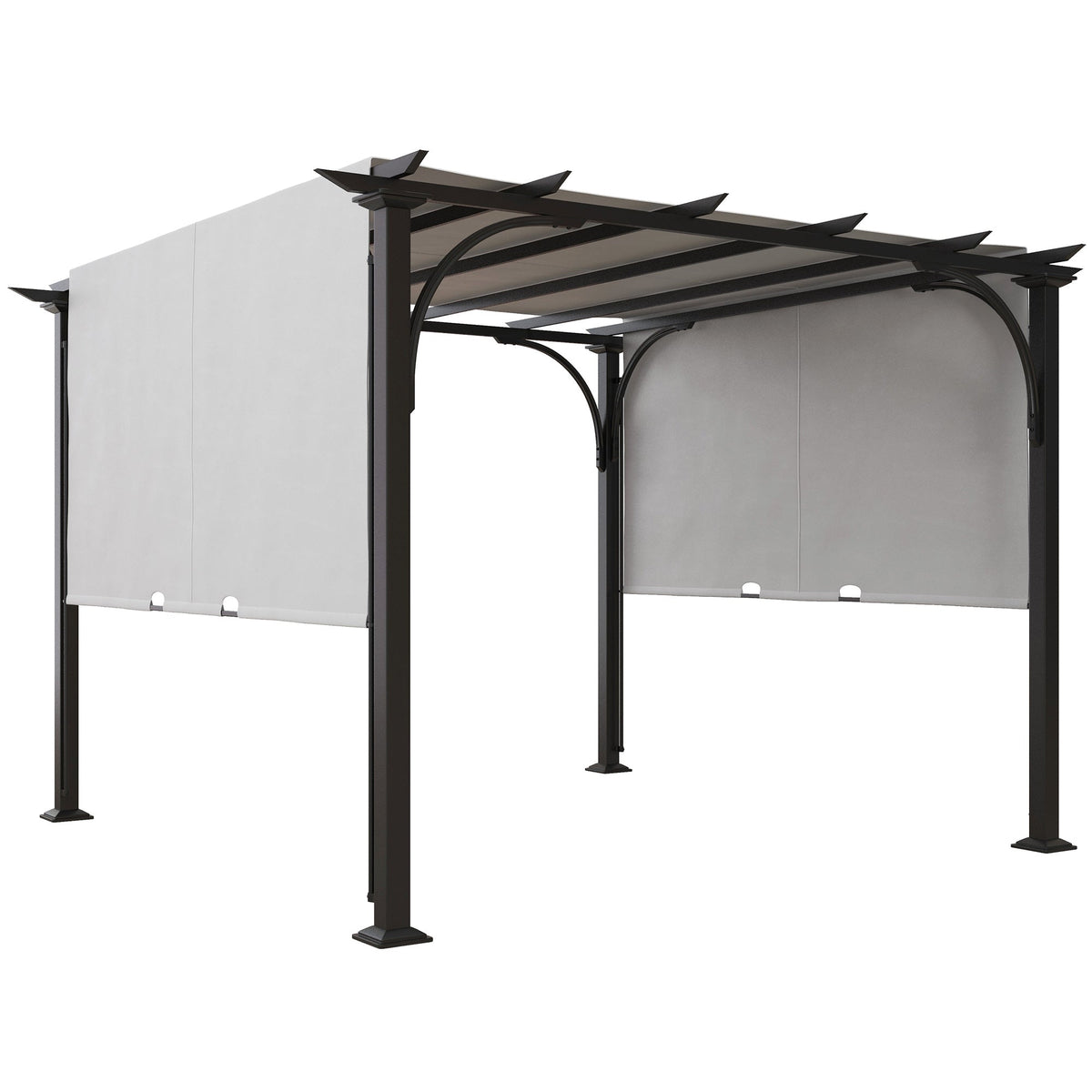 10' x 10' Outdoor Pergola Patio Gazebo Canopy Sun Shelter with Steel Frame, White