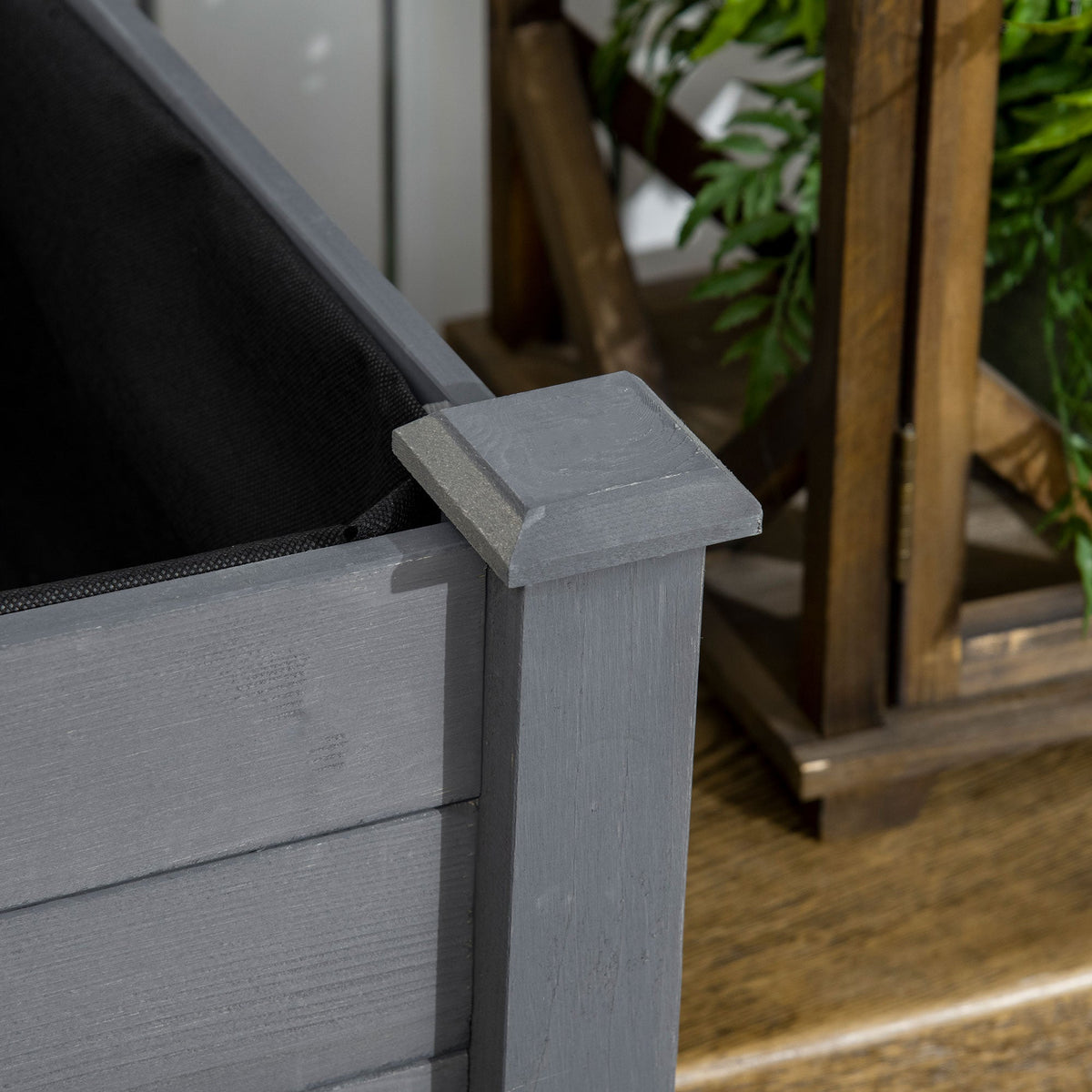 Wooden Raised Garden Bed with Inner Bag, 34" x 18" x 30", Dark Grey