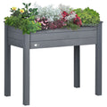 Wooden Raised Garden Bed with Inner Bag, 34" x 18" x 30", Dark Grey