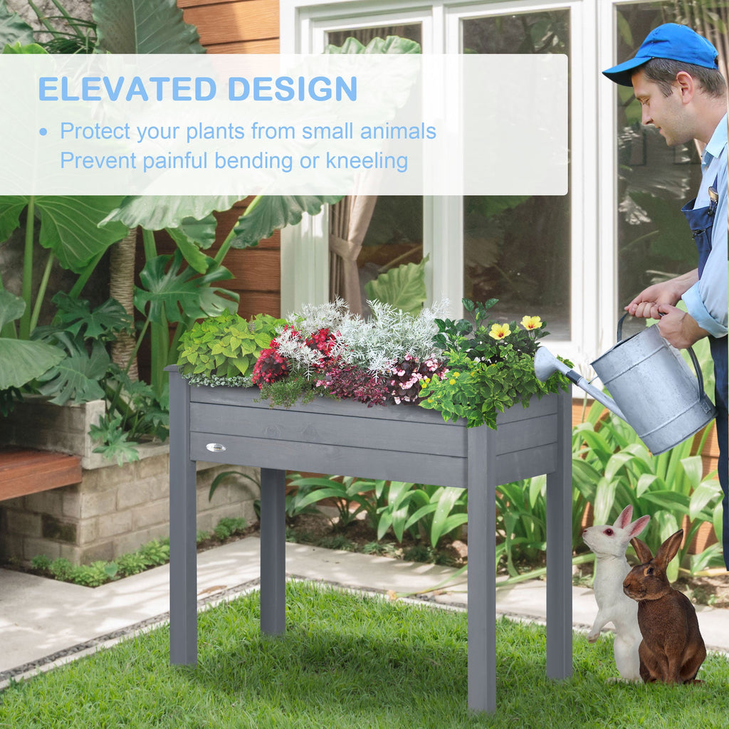 Wooden Raised Garden Bed with Inner Bag, 34" x 18" x 30", Dark Grey