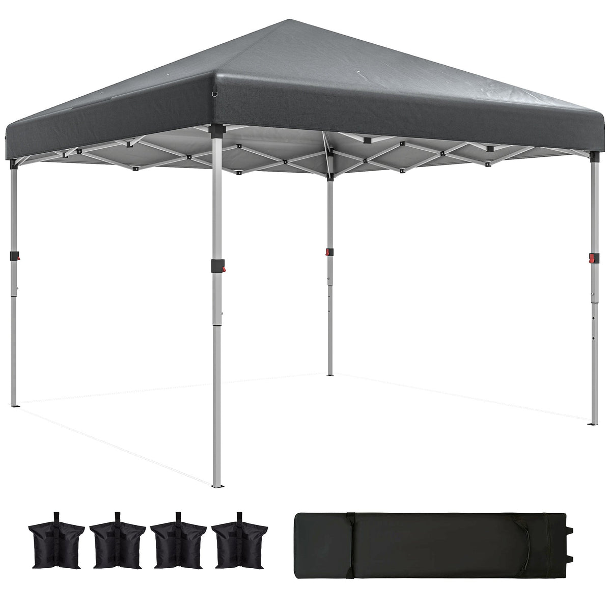 10' x 10' Pop Up Canopy Tent with Sidewalls and Roller Bag, Dark Grey