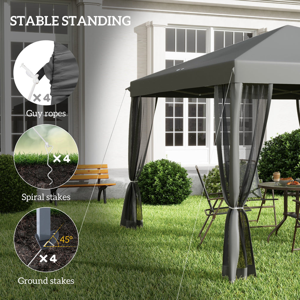 10' x 10' Pop Up Canopy Tent with Mesh Sidewalls and Carry Bag, Light Grey
