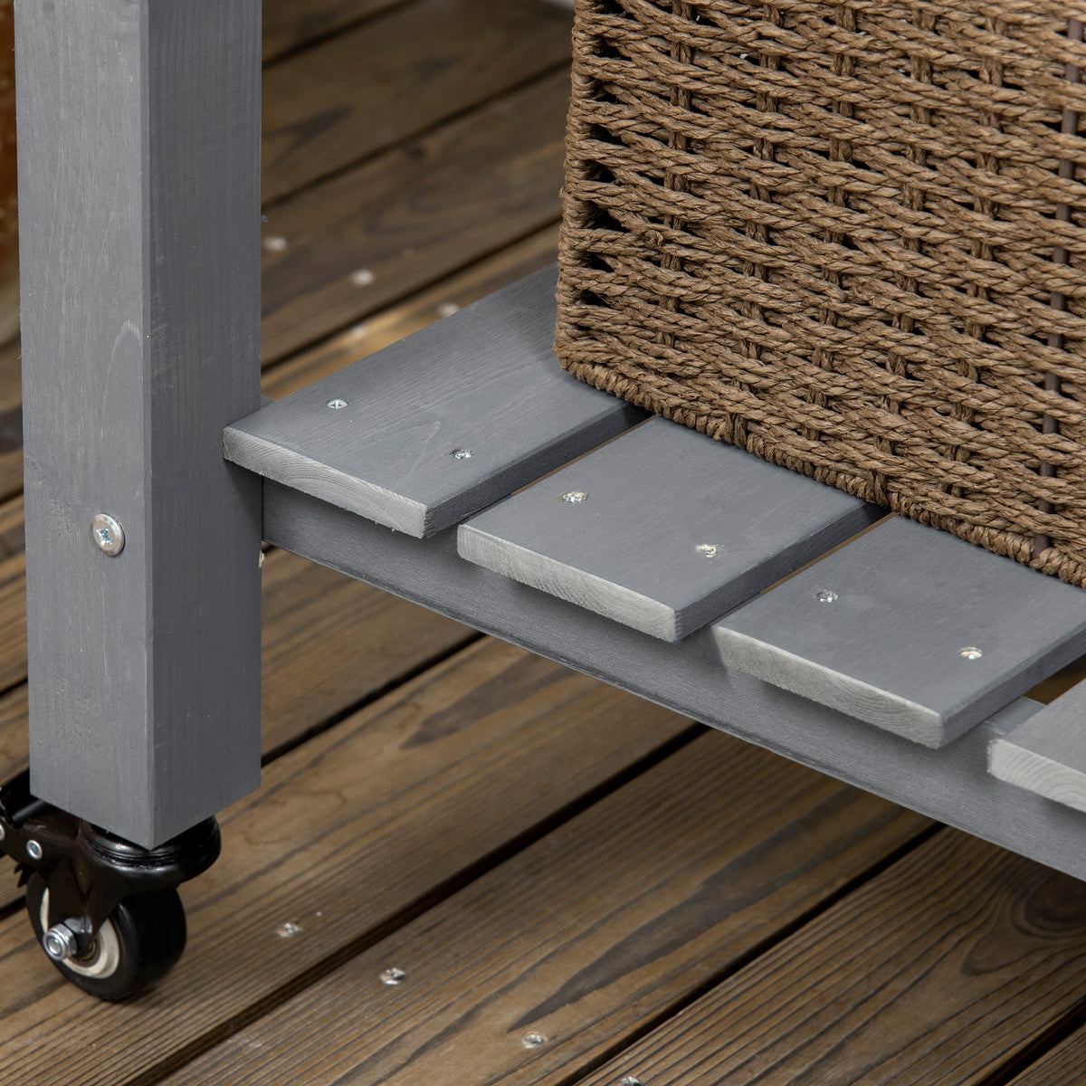 Raised Garden Bed with Lockable Wheels & Shelf, Dark Grey