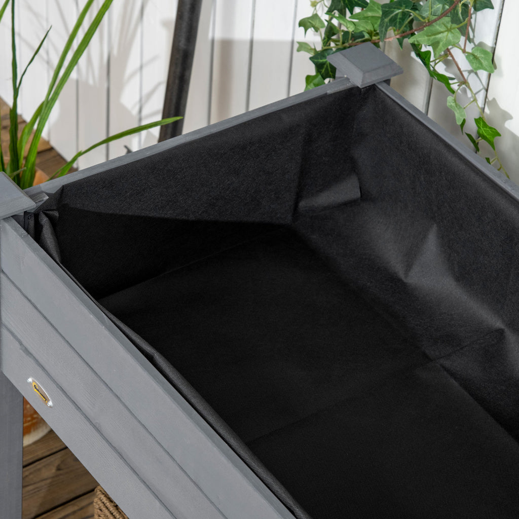 Raised Garden Bed with Lockable Wheels & Shelf, Dark Grey