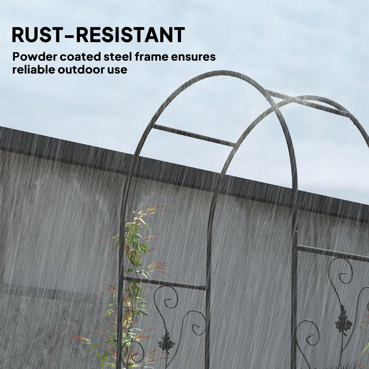 7ft Steel Garden Arch with Gate, Garden Arbor Trellis for Climbing Plants, Roses, Vines, Wedding Arch for Outdoor, Garden, Lawn, Backyard, Black