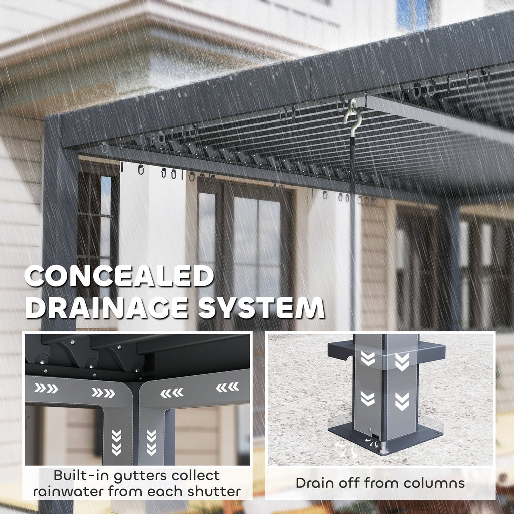 10' x 10' Louvered Pergola with Adjustable Metal Roof, Aluminum Frame