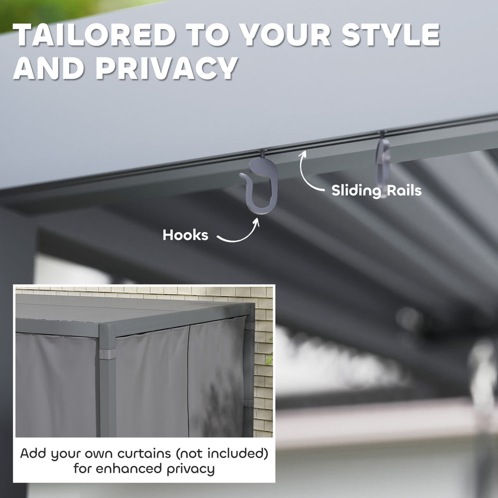 10' x 10' Louvered Pergola with Adjustable Metal Roof, Aluminum Frame