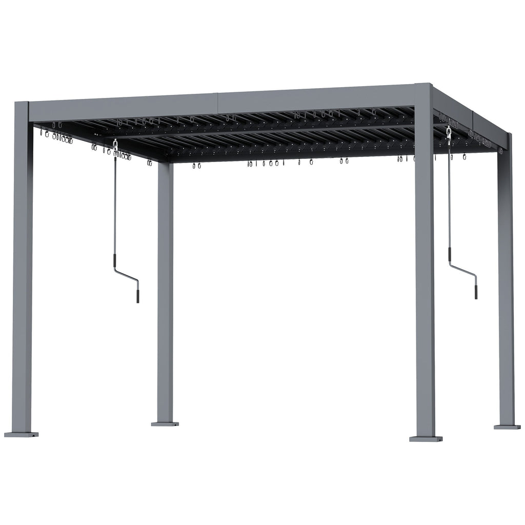 10' x 10' Louvered Pergola with Adjustable Metal Roof, Aluminum Frame