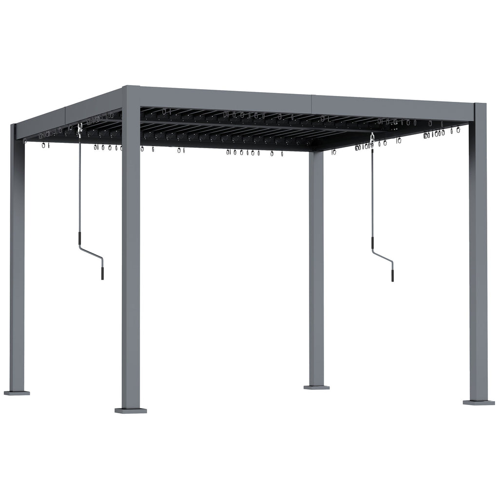 10' x 10' Louvered Pergola with Adjustable Metal Roof, Aluminum Frame