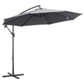 10' Offset Cantilever Patio Umbrella with Base & Crank, Grey