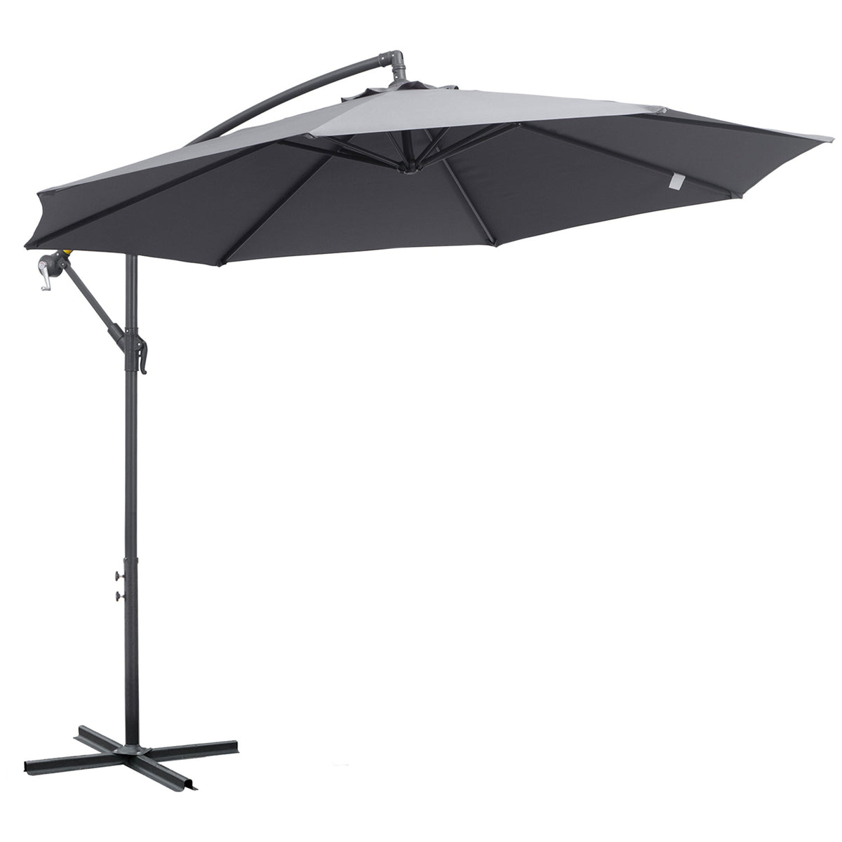 10' Offset Cantilever Patio Umbrella with Base & Crank, Grey