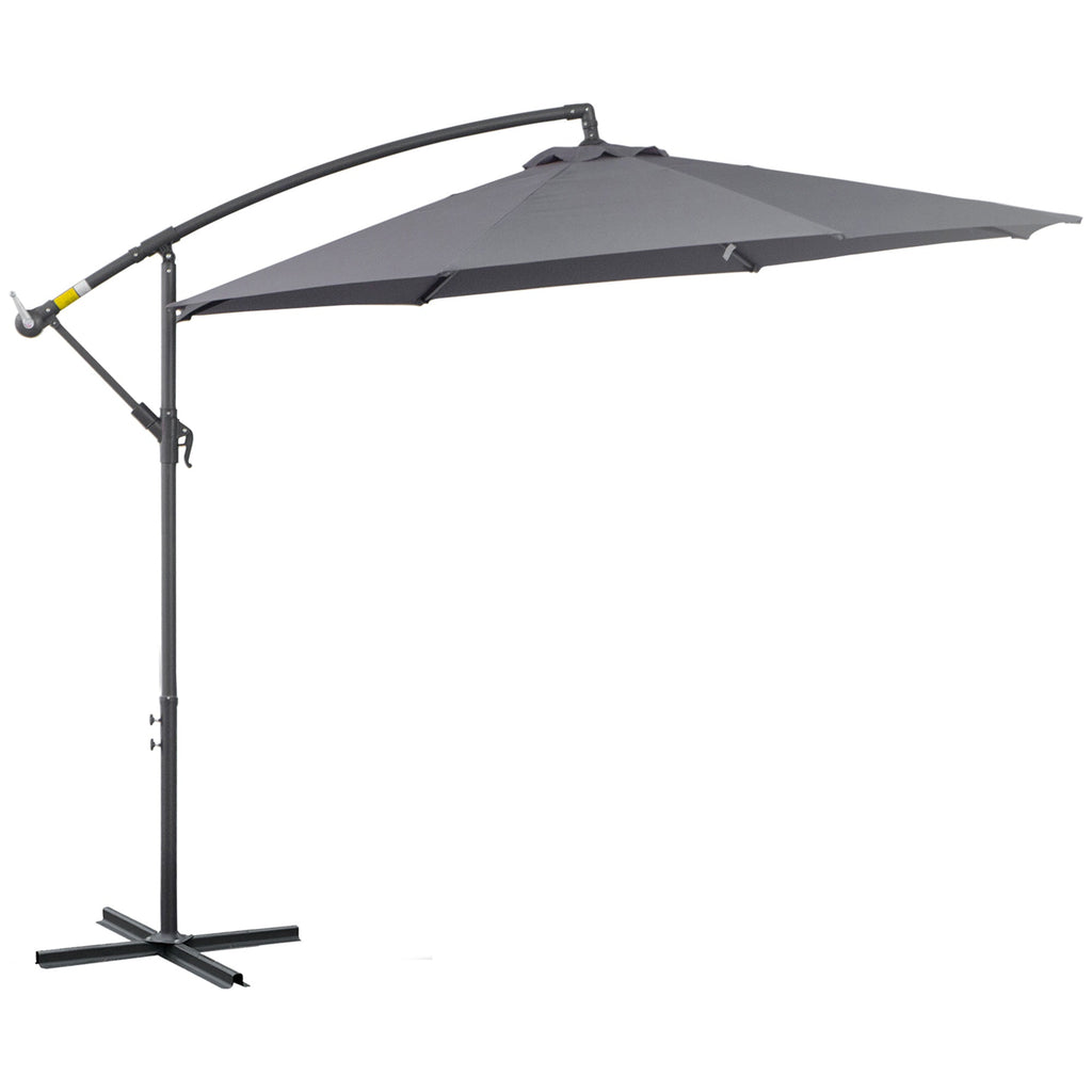 10' Offset Cantilever Patio Umbrella with Base & Crank, Grey