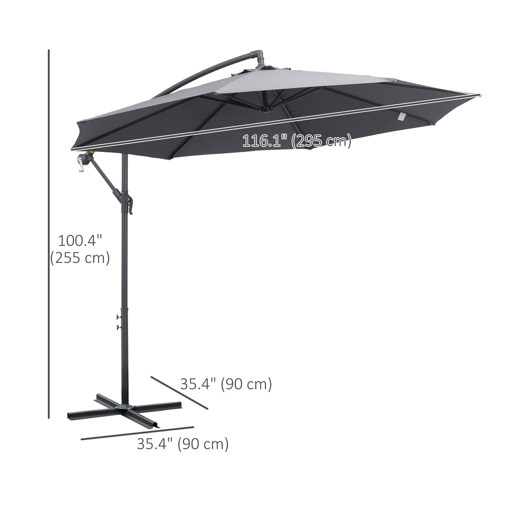 10' Offset Cantilever Patio Umbrella with Base & Crank, Grey