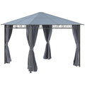 10' x 10' Polycarbonate Hardtop Gazebo Canopy with Aluminum Frame & Curtains, Dark Grey