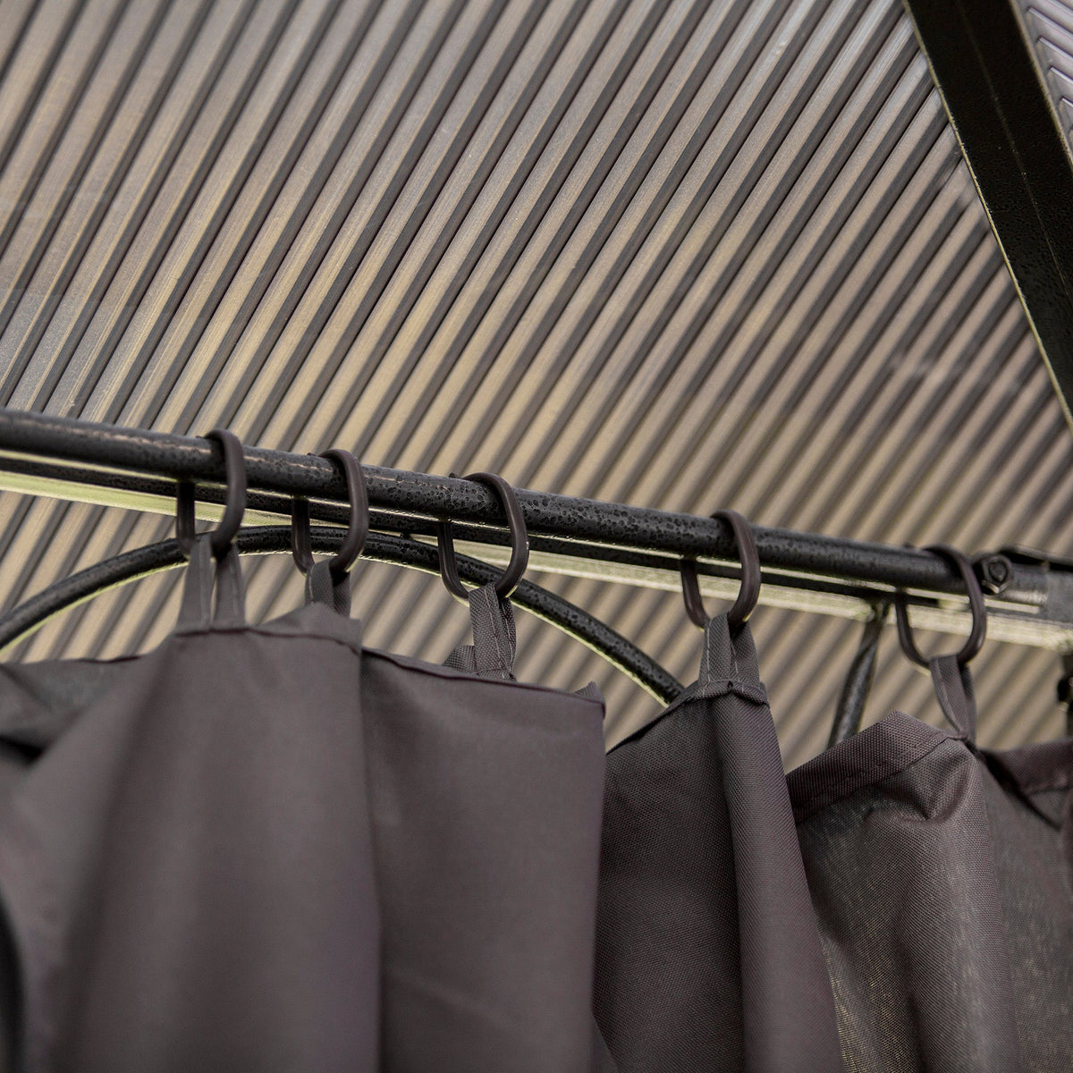 10' x 10' Polycarbonate Hardtop Gazebo Canopy with Aluminum Frame & Curtains, Dark Grey
