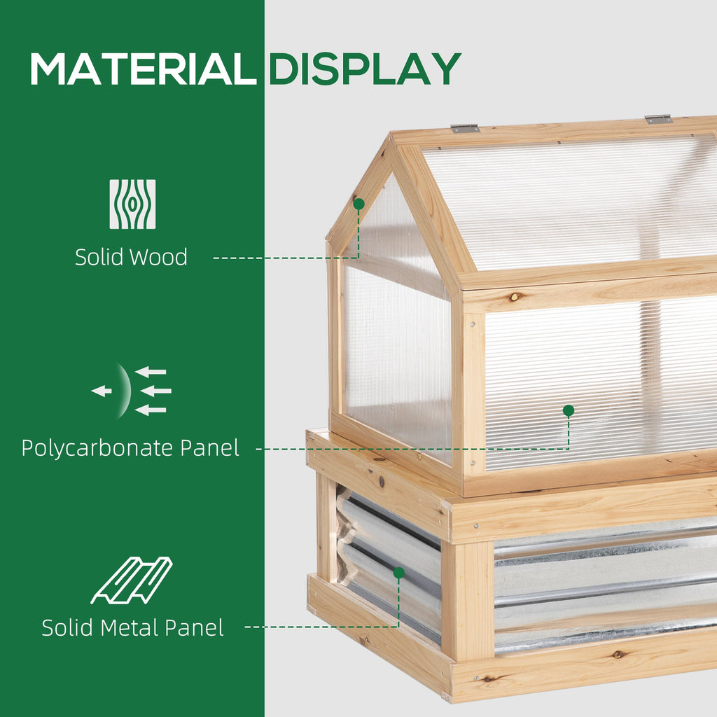 NooKGrow Raised Garden Bed with Cold Frame Greenhouse, 48" x 24" x 32", Natural