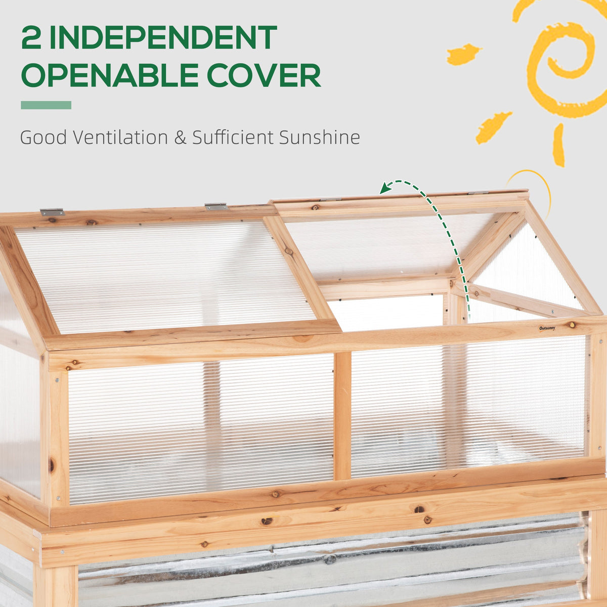 NooKGrow Raised Garden Bed with Cold Frame Greenhouse, 48" x 24" x 32", Natural