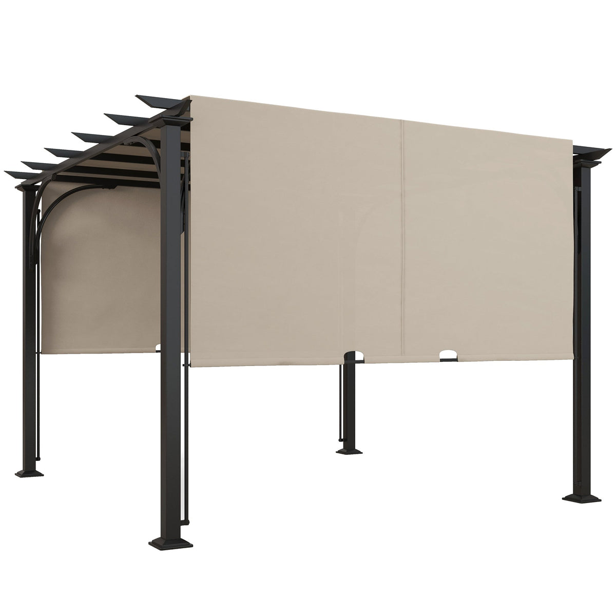10' x 10' Outdoor Pergola Patio Gazebo Canopy Sun Shelter with Steel Frame, Beige