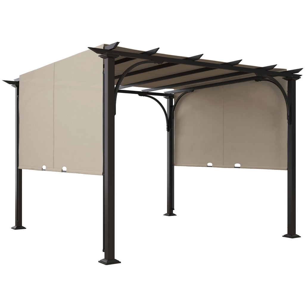 10' x 10' Outdoor Pergola Patio Gazebo Canopy Sun Shelter with Steel Frame, Beige