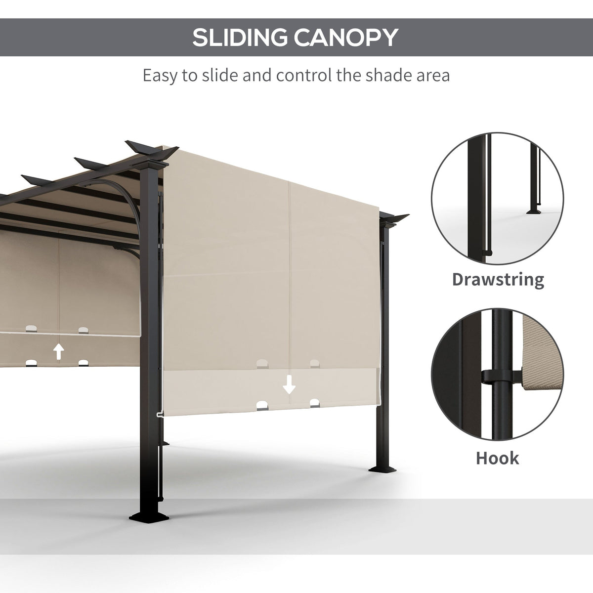 10' x 10' Outdoor Pergola Patio Gazebo Canopy Sun Shelter with Steel Frame, Beige