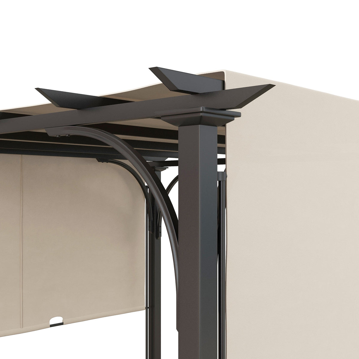 10' x 10' Outdoor Pergola Patio Gazebo Canopy Sun Shelter with Steel Frame, Beige