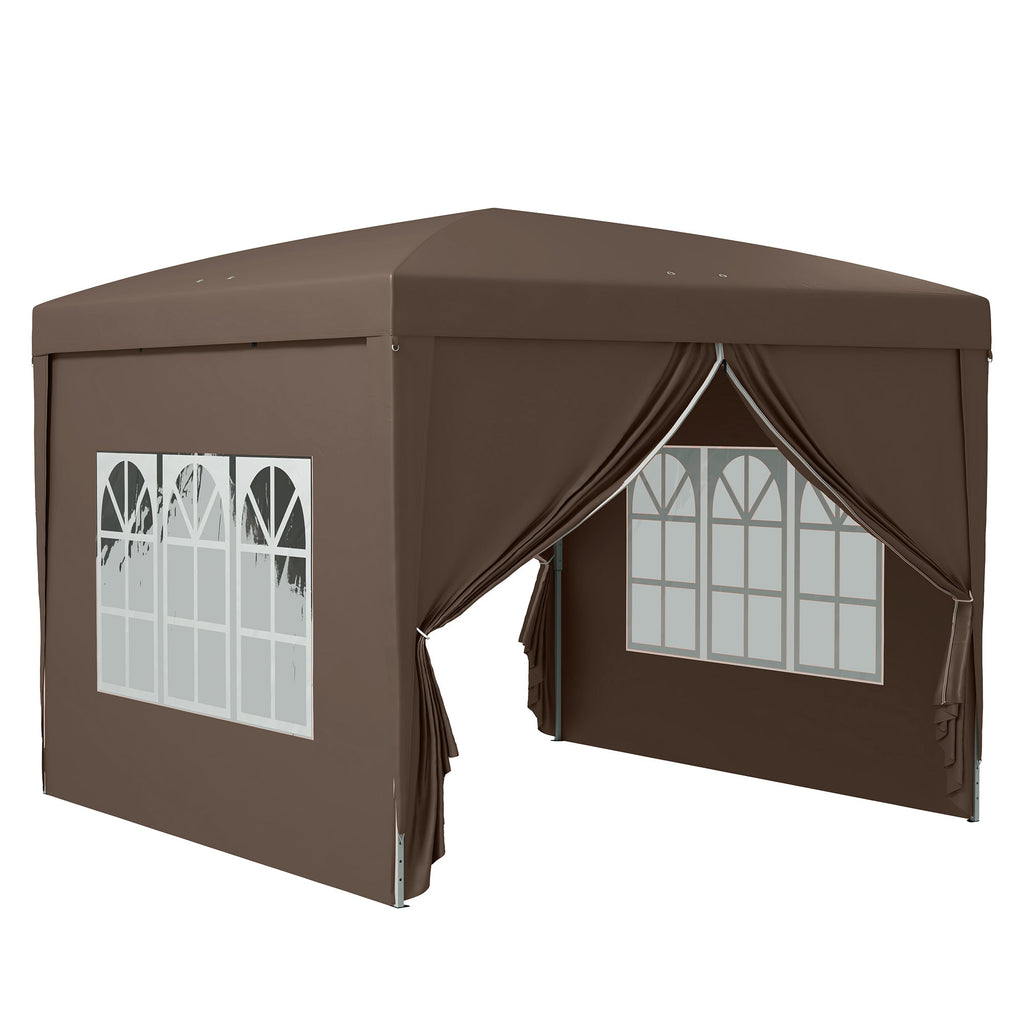 10' x 10' Pop-Up Party Tent Canopy with Carrying Bag, Coffee