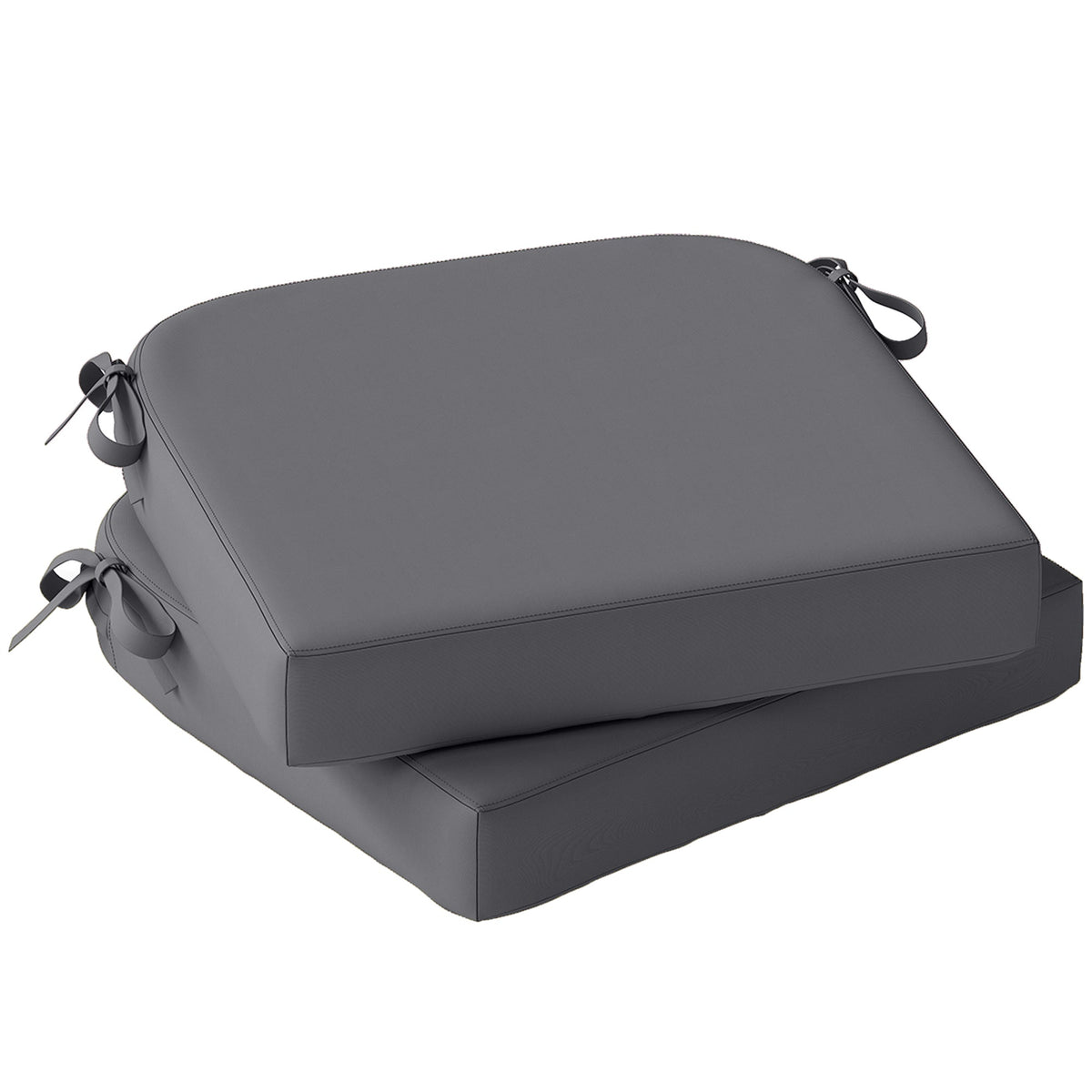 Set of 2 Outdoor Chair Seat Cushions, 40 x 40 cm, Dark Grey
