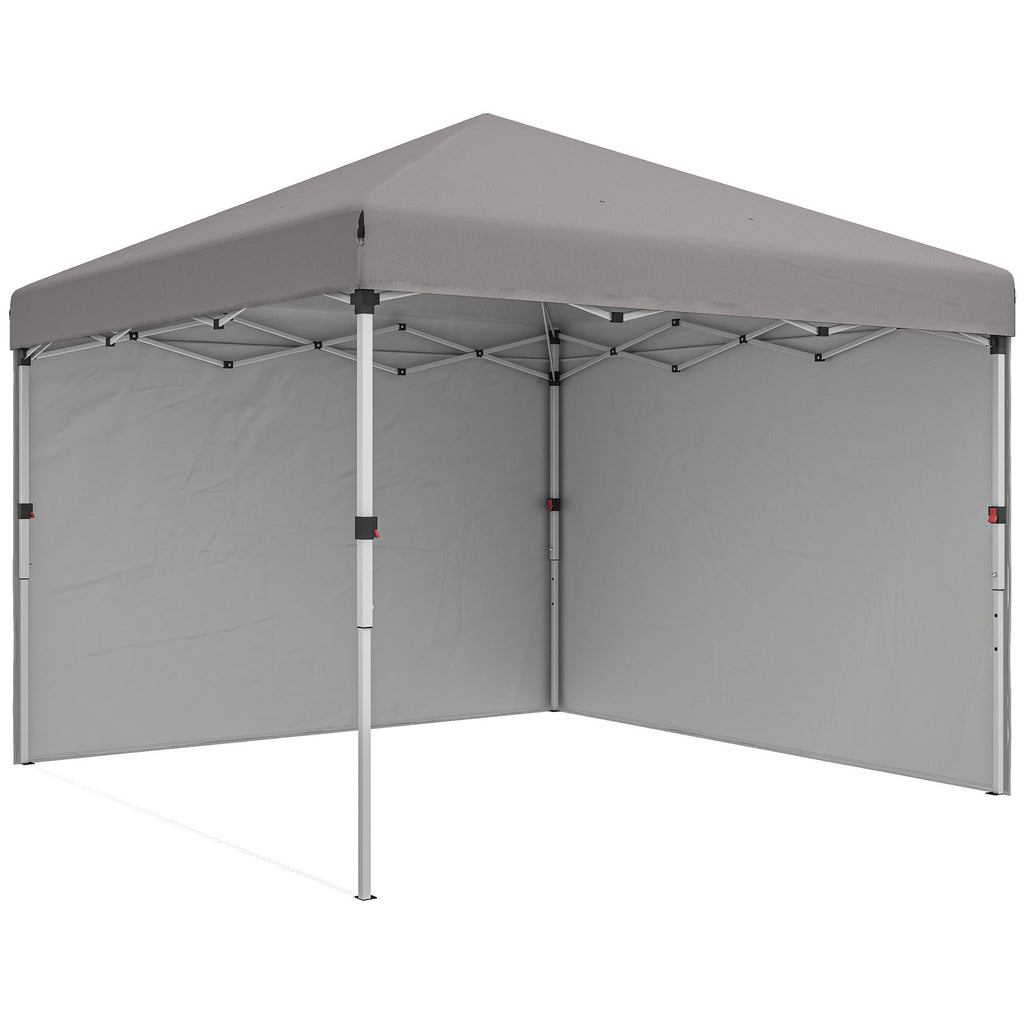 10' x 10' Pop Up Canopy Tent with Sidewalls and Roller Bag, Light Grey