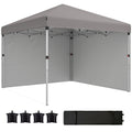 10' x 10' Pop Up Canopy Tent with Sidewalls and Roller Bag, Light Grey