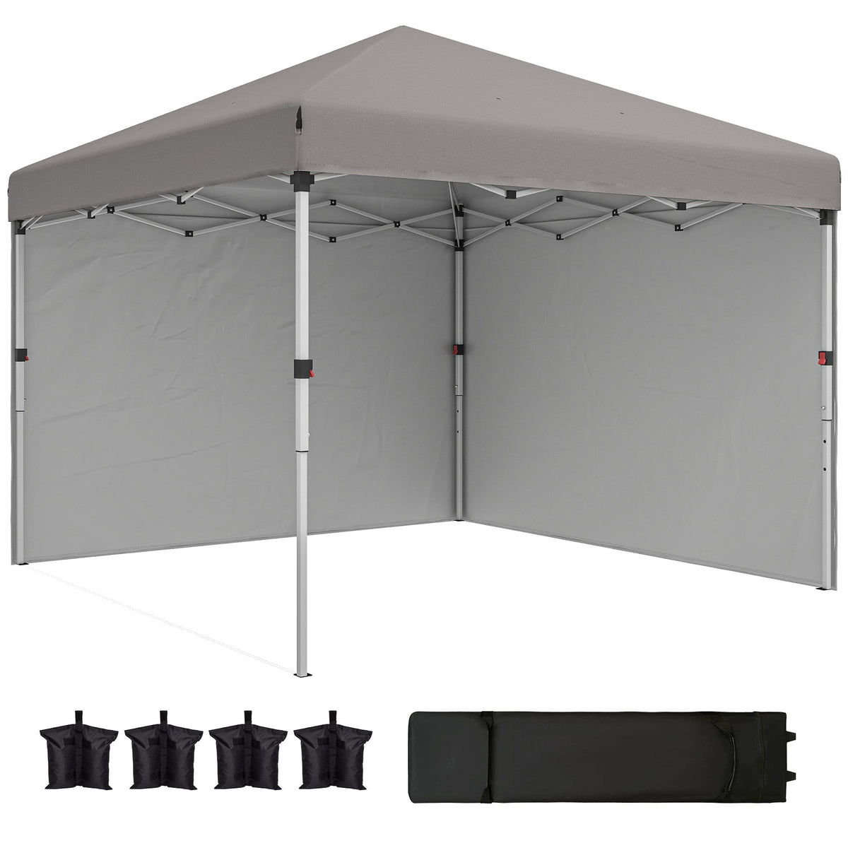 10' x 10' Pop Up Canopy Tent with Sidewalls and Roller Bag, Light Grey