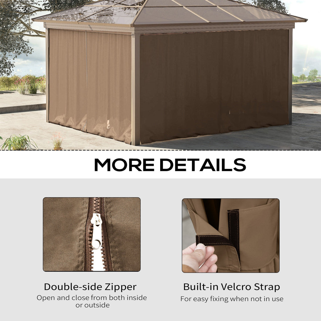 10' x 10' Universal Gazebo Sidewall Set (4 Panels) with Hooks, Brown