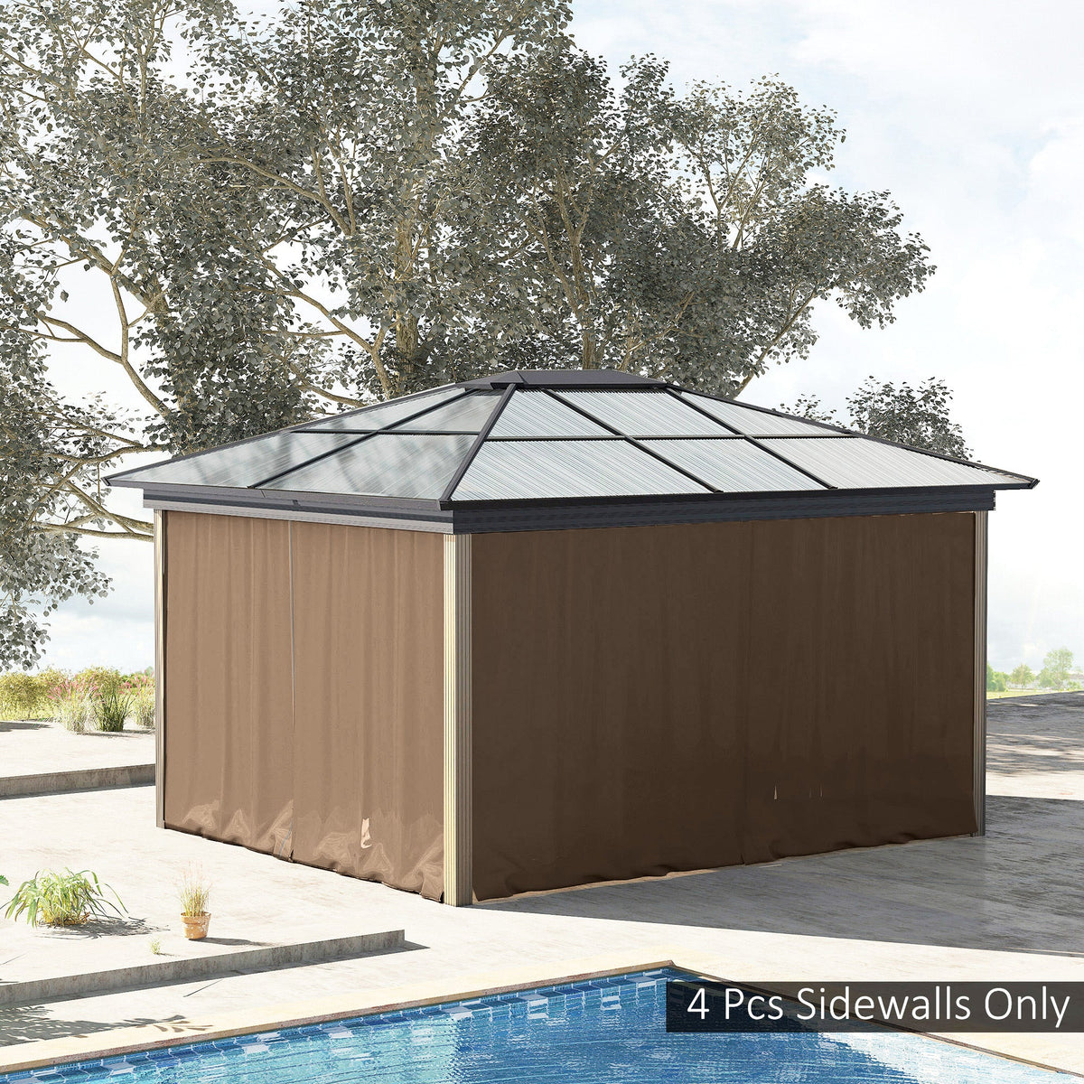 10' x 10' Universal Gazebo Sidewall Set (4 Panels) with Hooks, Brown