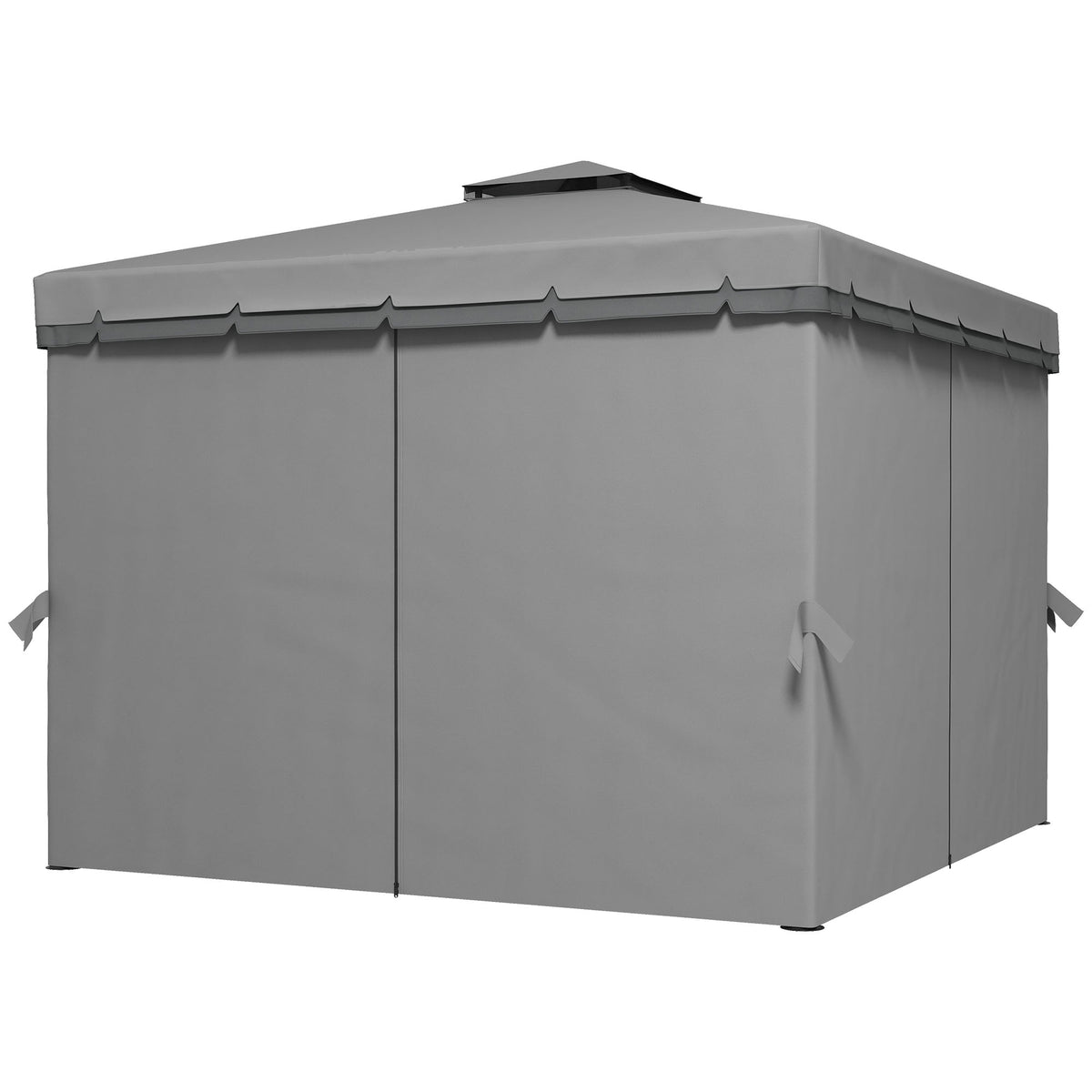10' x 10' 2-Tier Gazebo with Zippered Mesh Walls & Aluminum Frame, Light Grey