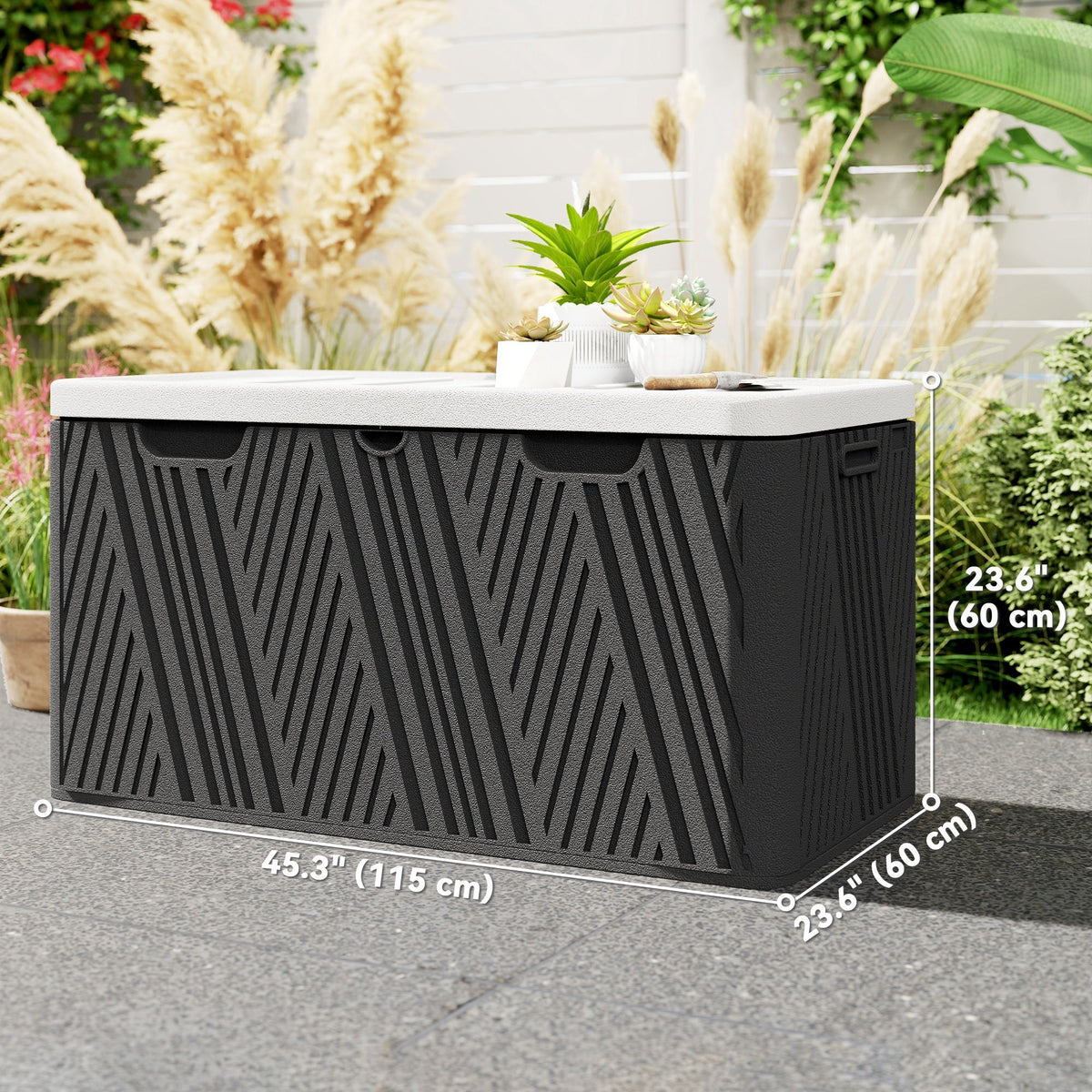 100 Gallon Lockable HDPE Deck Box, Waterproof and Lockable