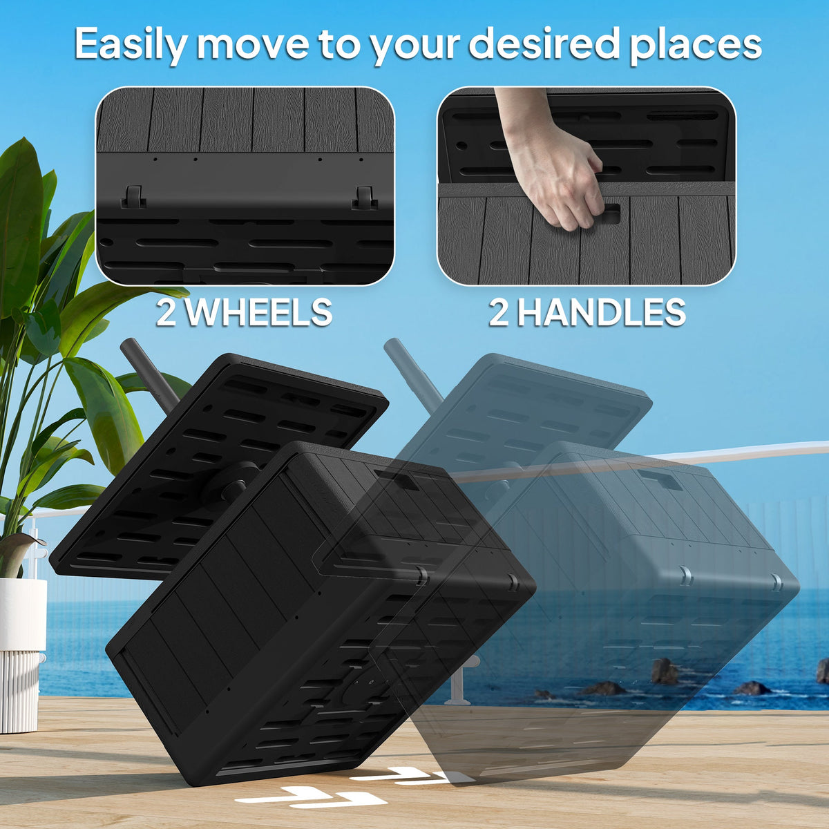 Umbrella Base with Table Tray, 176lbs with Stand Filling, Black