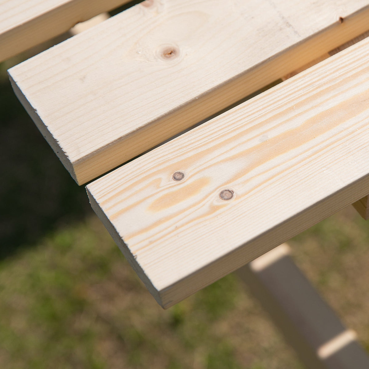 150 cm 6 Seater Wooden Picnic Table Bench with Parasol Hole, Natural Wood