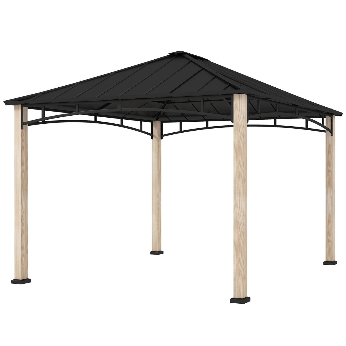 10' x 12' Hardtop Gazebo with Galvanized Metal Roof & Wood Grain Frame