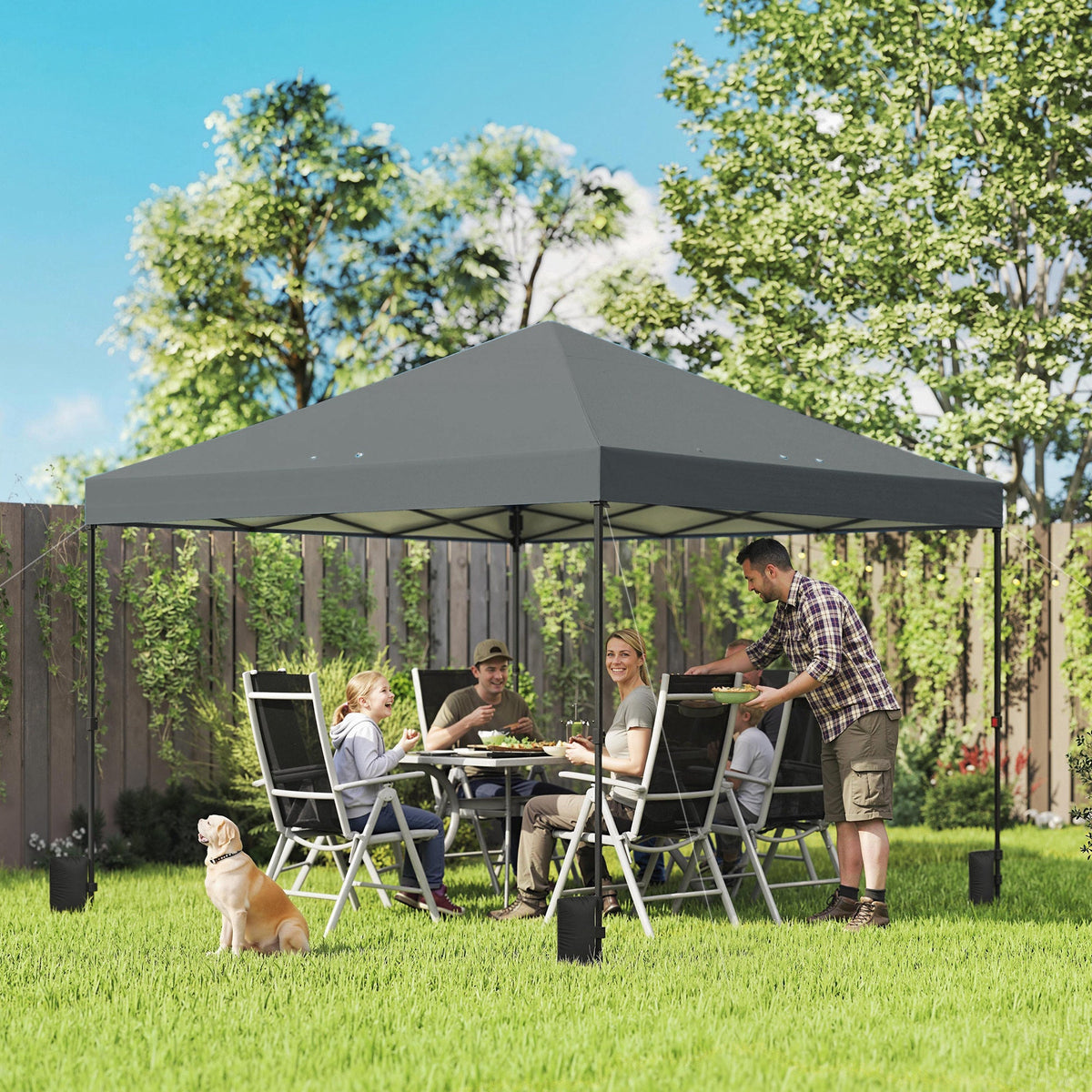 10' x 10' Pop Up Canopy Tent with Wheeled Carry Bag, Dark Gray