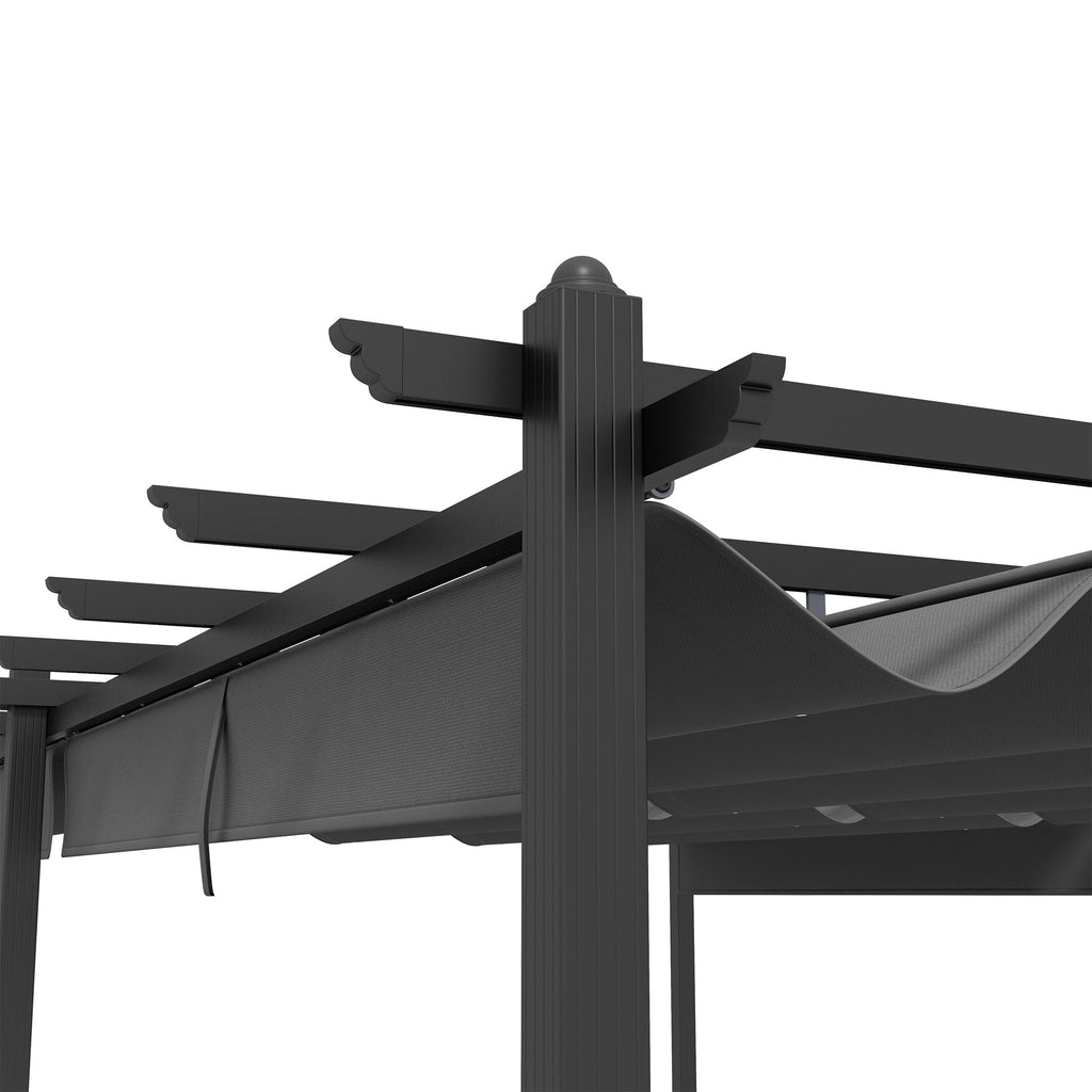 12' x 20' Retractable Pergola Canopy, Aluminum Frame Sun Shelter
