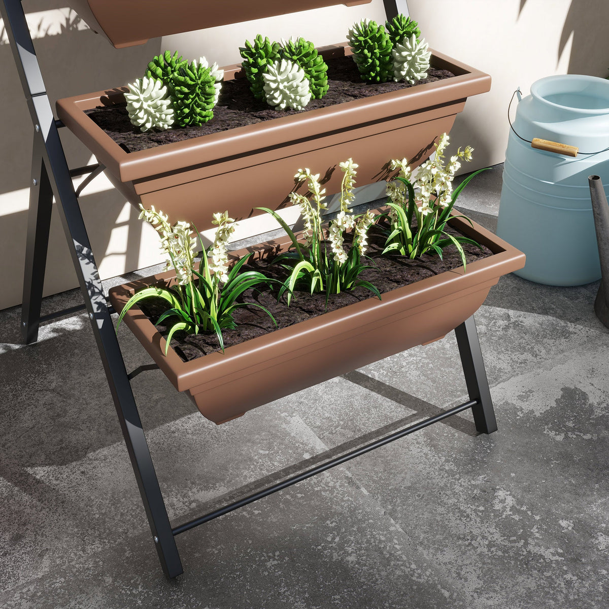 5-Tier Raised Garden Bed with 5 Planter Boxes, Brown