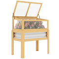 Raised Garden Bed with Detachable Greenhouse Top and Legs, Natural
