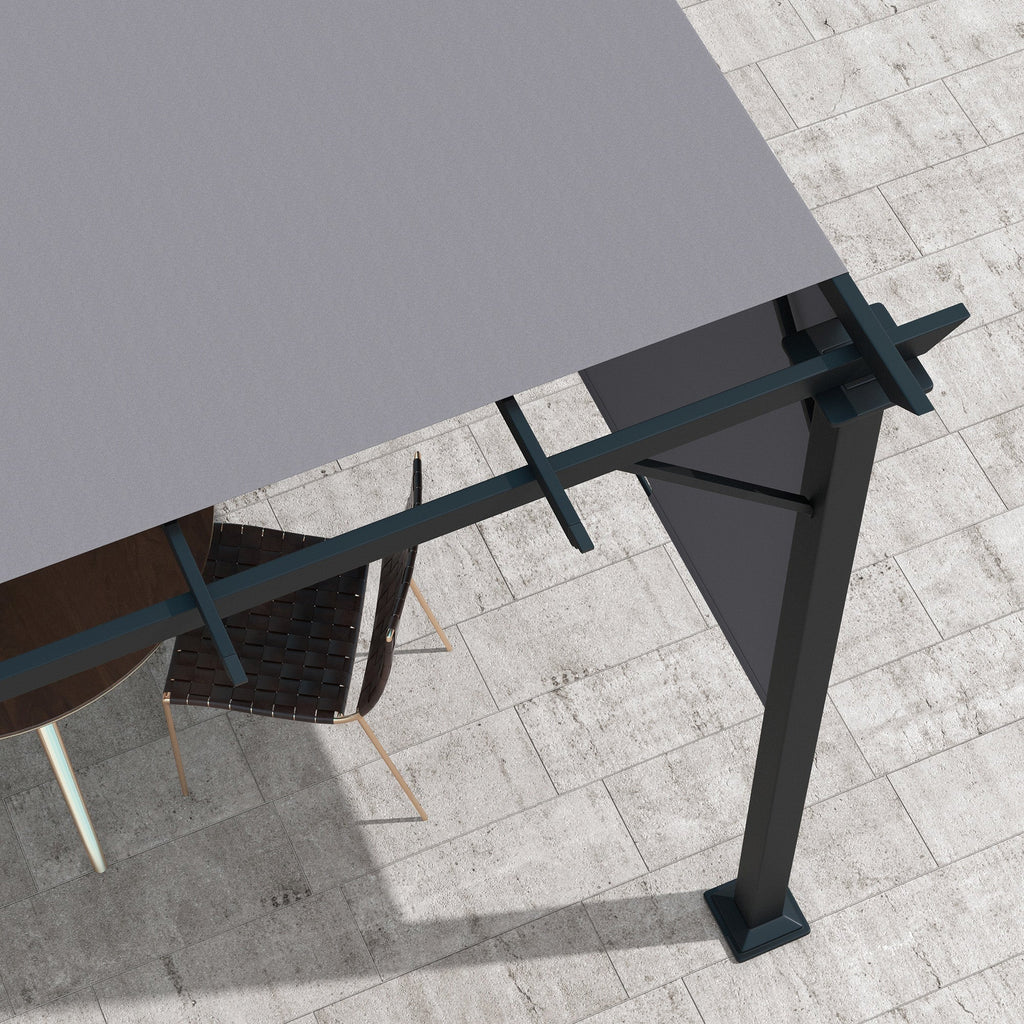 10' x 10' Outdoor Gazebo with Sun Shade Canopy and Steel Frame, Grey