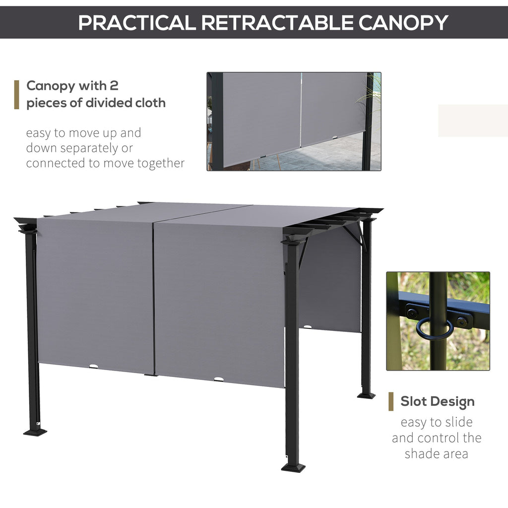 10' x 10' Outdoor Gazebo with Sun Shade Canopy and Steel Frame, Grey
