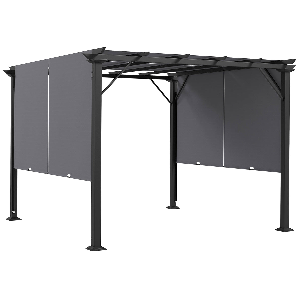 10' x 10' Outdoor Gazebo with Sun Shade Canopy and Steel Frame, Grey